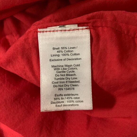 Vineyard Vines Embellished Red w/ Blue Embroidery Linen Cotton Blend Tunic Dress - Picture 5 of 15